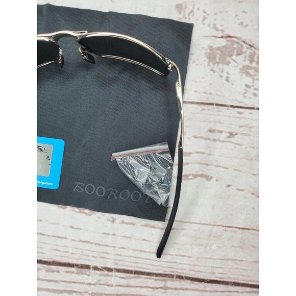 Blue Tinted Polarized Lens Gold Tone Booroot Stylish Sunglasses With Case - Picture 9 of 13